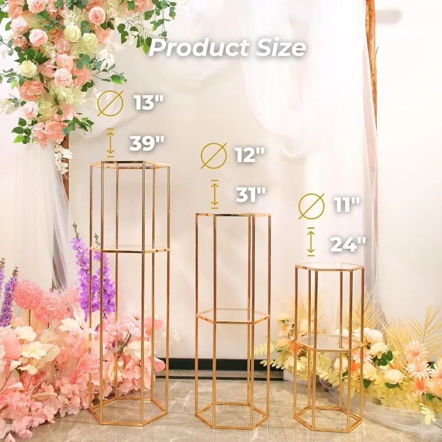 3 قطعة 2 الطبقة مسدس كعكة ذهبية حامل للحزب طويل القامة قاعدة معدنية تقف لعرض الديكور زهرة النبات عيد ميلاد الزفاف B #3