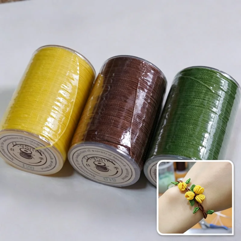 0.45mm Round Waxed Thread Polyester Wax Cord For Leather Sewing Hand Stitching Bookbinding Shoe Repair DIY Leather Craft
