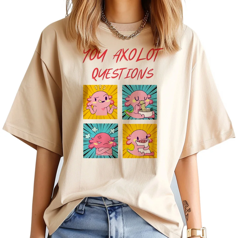 Axolotl t-shirts women streetwear designer Tee female Japanese manga clothing