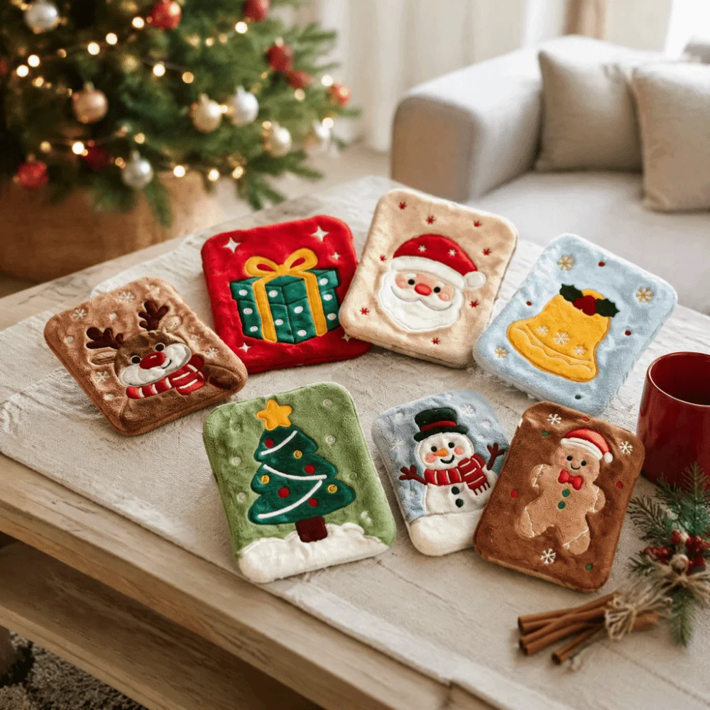 Water Absorption Christmas Hand Towels Coral Fleece Hanging Christmas Tree Handkerchiefs Quick-drying Cleaning Hanging Wipes