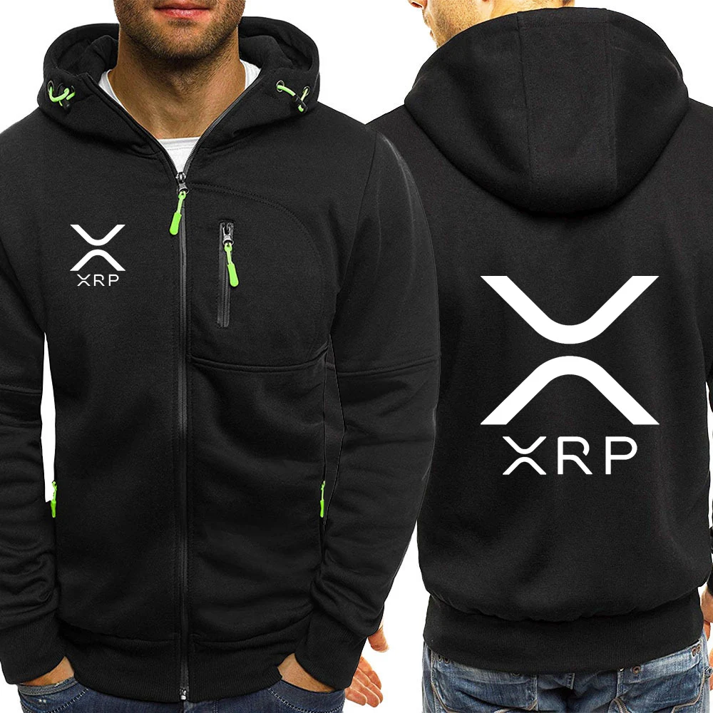 2025 Cryptocurrency Ripple XRP Men New Comfortable Casual Spring and Autumn Hot Sale Zipper Hooded Cotton Long-Sleeved Coat Tops