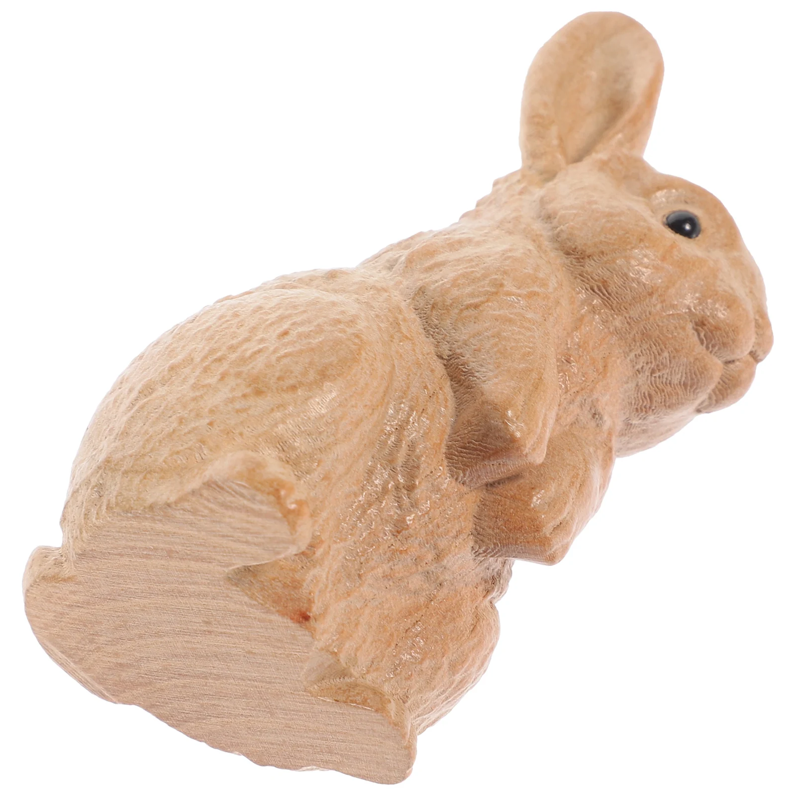 

Wood Carving Rabbit Desktop Handmade Wooden Bunny Carved Sculpture Room Office Decoration Wood Bunny Ornament Gift