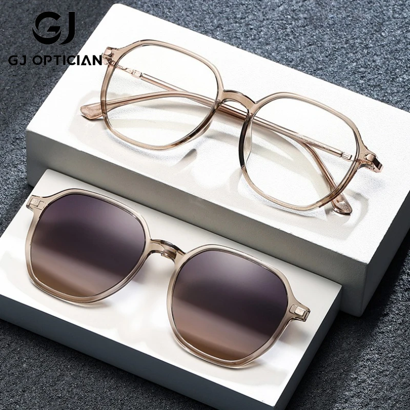 

GJ OPTICIAN Сверхлегкие пластиковые титановые очки для близорукости с магнитной поляризацией, очки с зажимом для чтения с защитой от синего света