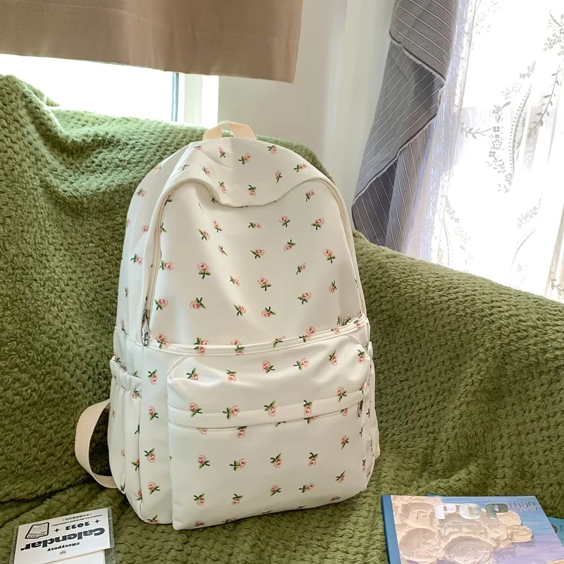 Mochila con estampado Floral para mujer y niña, morral escolar de gran capacidad, de viaje, estilo fresco, 2023