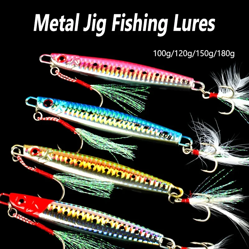 Metal Jig 100g 120g 150g 180g Sea Biomimetic Fish Iron Plate Bait Cast Jig Saltwater Fishing Lure Artificial Ocean Boat Fishing