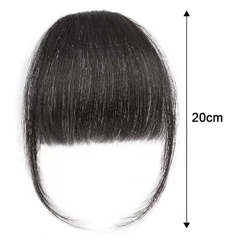 20cm Women Clip-in Bangs Natural Forehead Bangs Hair Extensions Black Brown Straight Fringe Wig Hairpieces Wispy Synthetic Hair