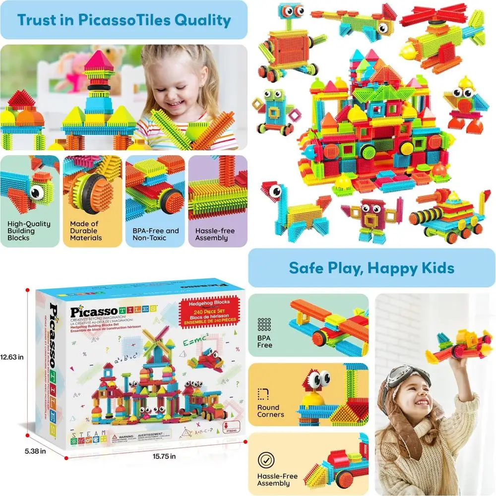

Hedgehog 3D Building Blocks Set, 240pcs, STEAM Toys for Kids 3+, Sensory Play, Educational & Creative Fun