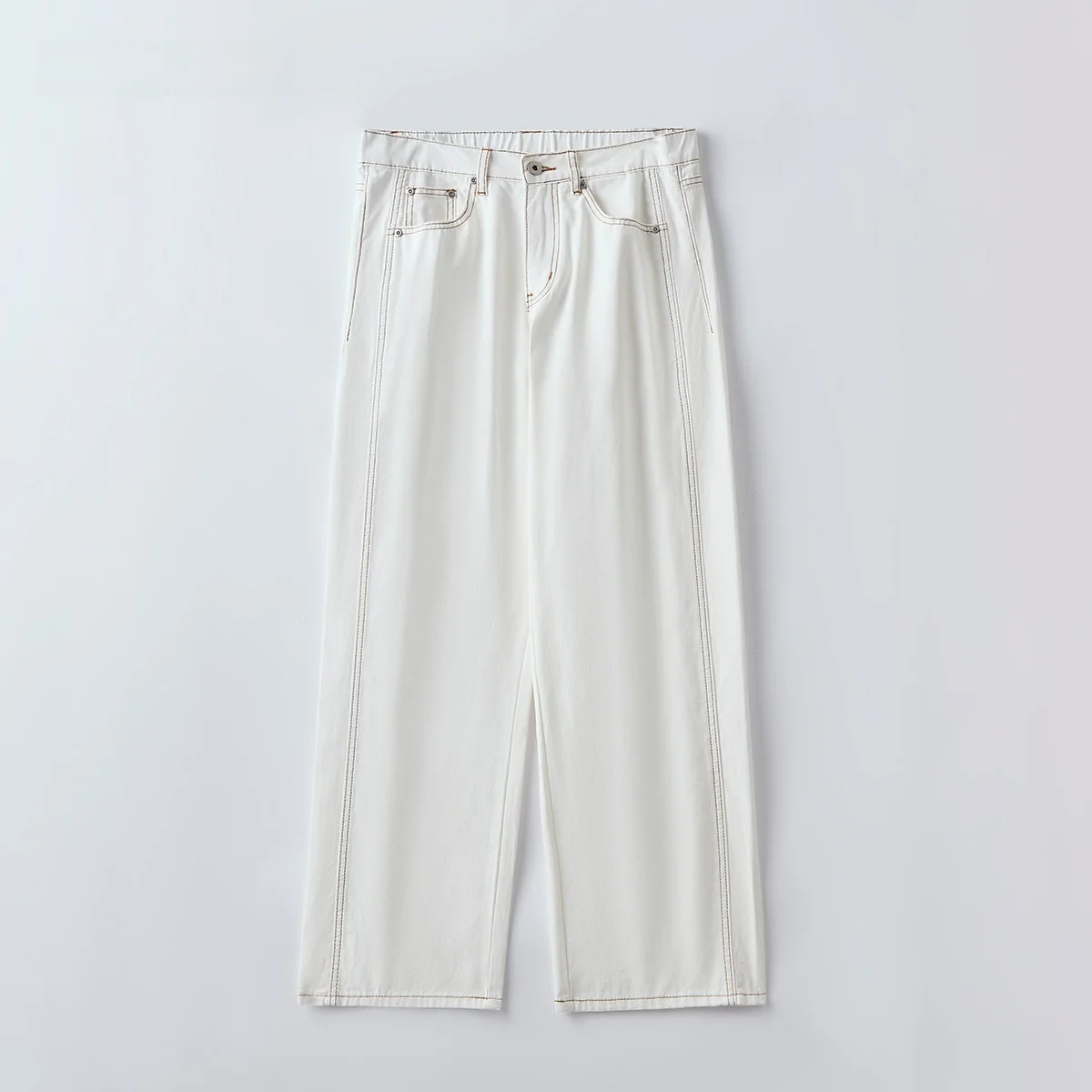 

Men's Loose Straight Leg Cotton Denim Jeans White Color Blo Canvas Pure Cotton Long Trousers Spring Season Faionable