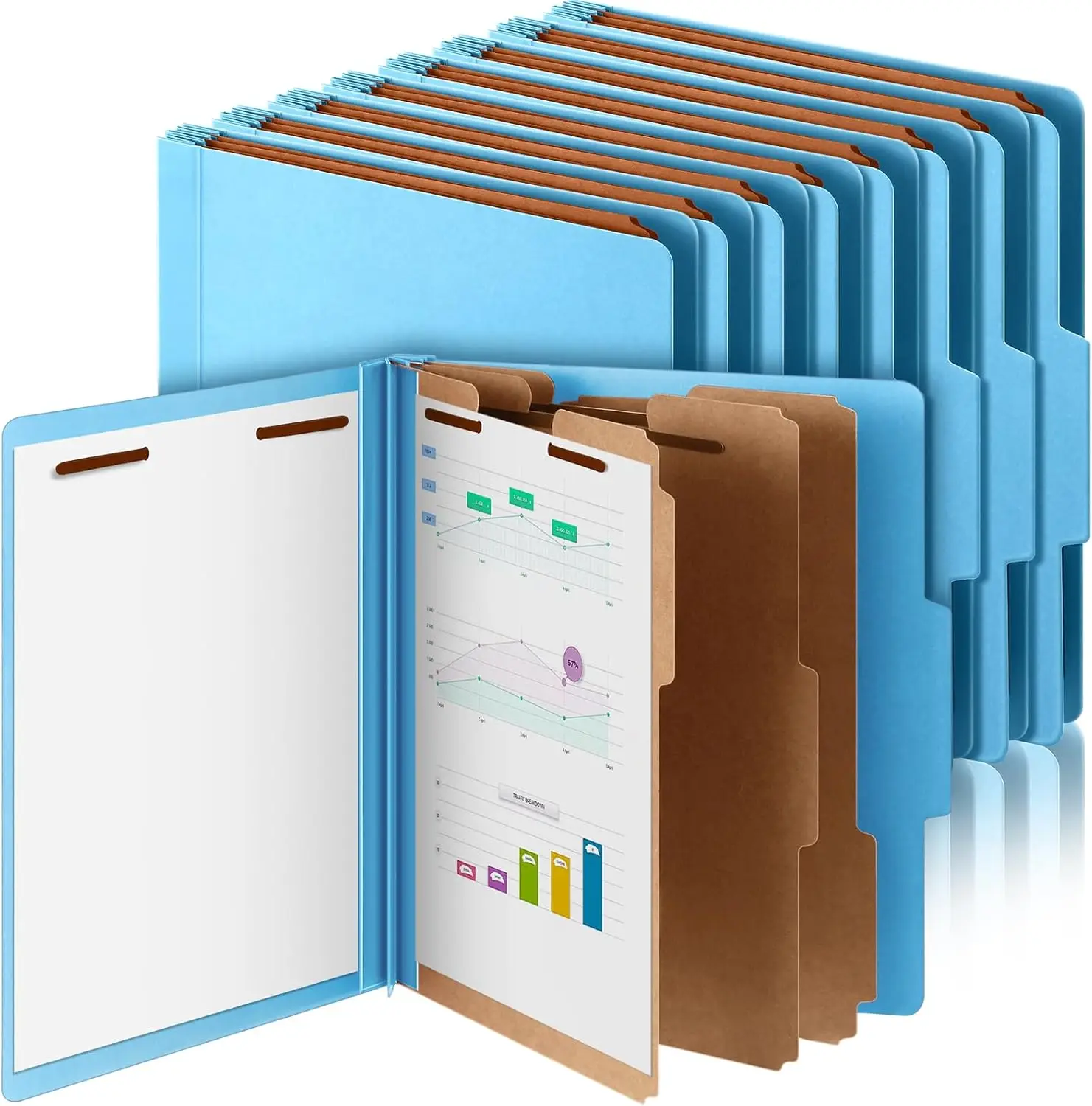 

24 Pcs Letter Size File Folders with 3 Dividers and Fasteners, Expanding Organizer for School Office