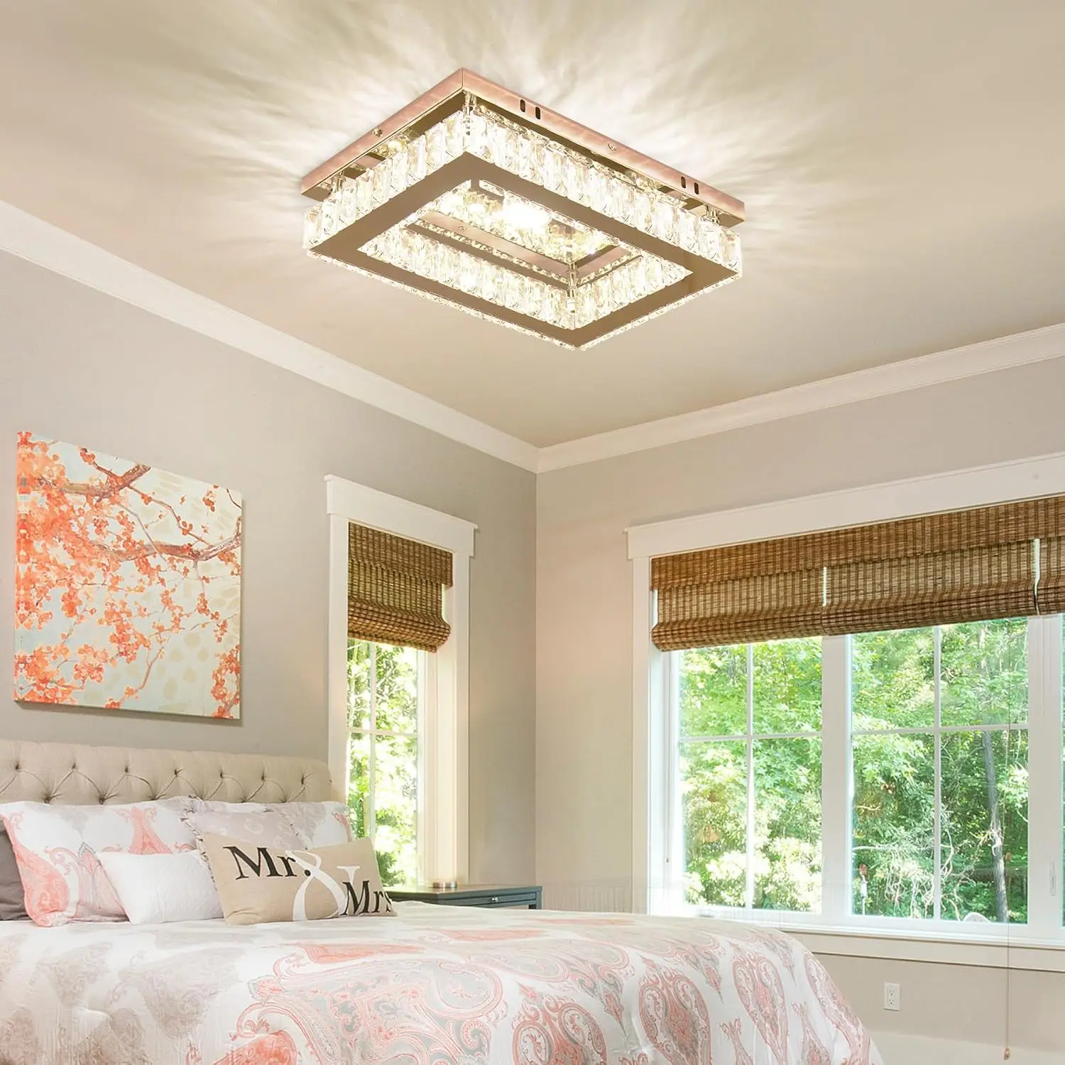 

Современный светодиодный хрустальный потолочный светильник заподлицо, прямоугольная люстра из хрусталя K9 и нержавеющей стали, 20 Вт с регулируемой яркостью и пультом дистанционного управления/приложением