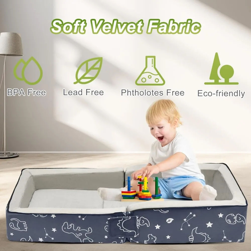سرير سفر محمول بقدرة إسفنجية للأطفال الصغار، سرير أطفال قابل للغسل مناسب للأعمار من 1 إلى 4 سنوات من Velvet Fabri #5