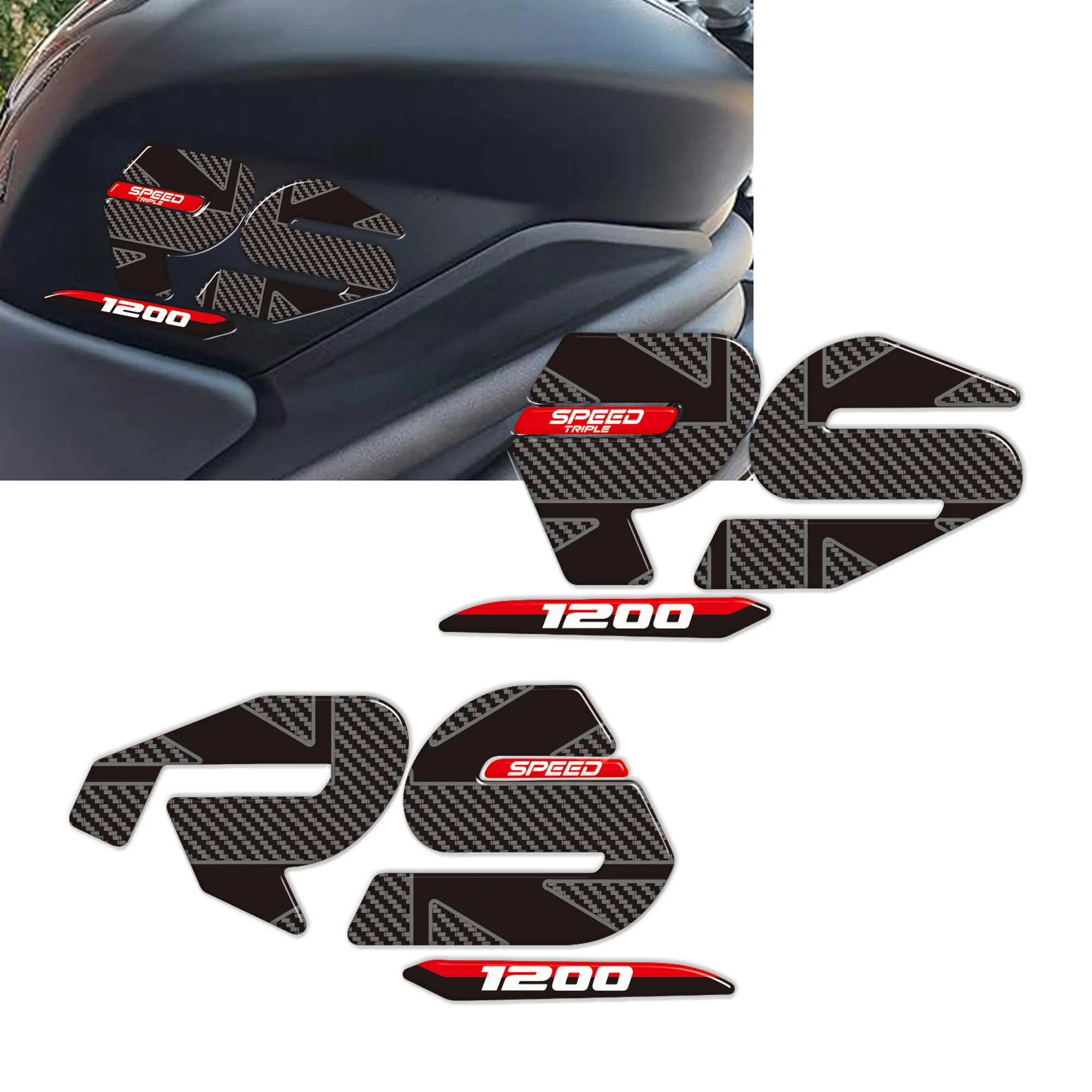 3D Gel Protectors on The Motorcycle Tank Side That are Compatible with Speed Triple 1200 RS