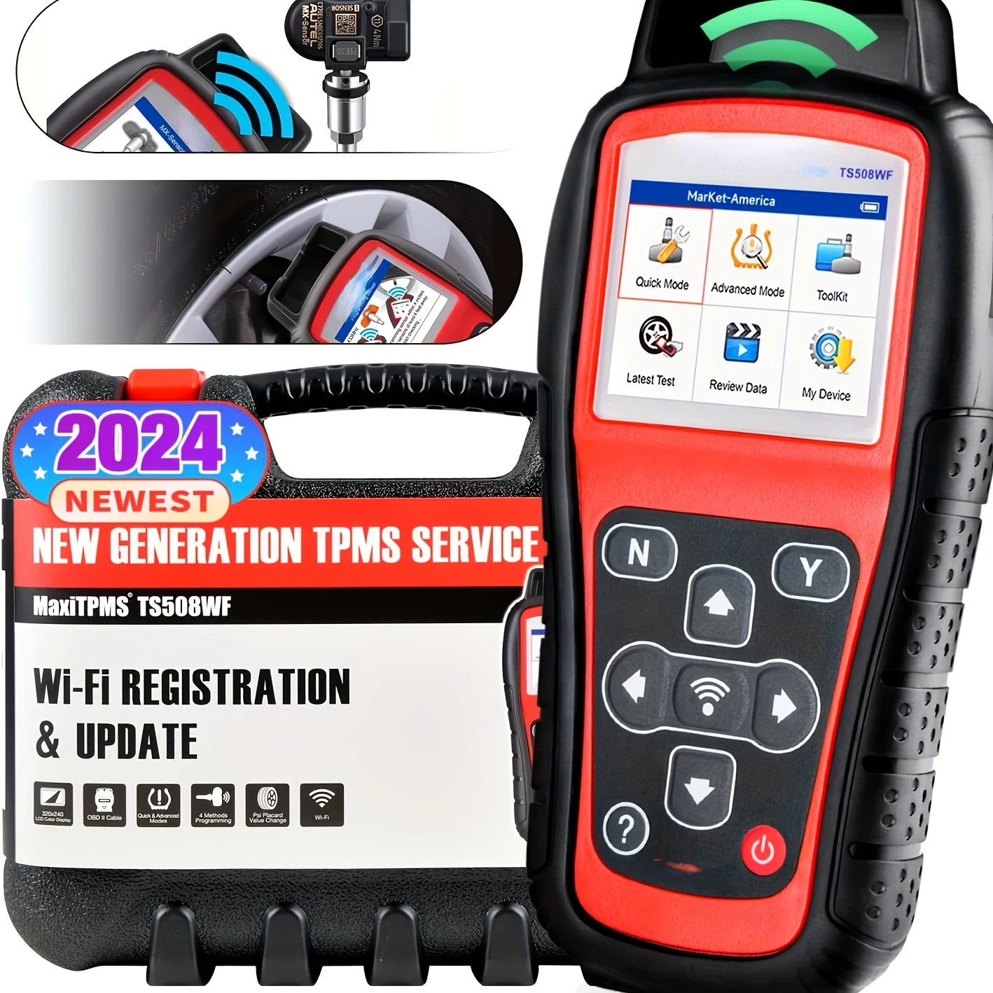 315/433MHz  MaxiTPMS TS508WF - Advanced TPMS Relearn Tool with WiFi Update - Activate/Program All Sensors, User-Friendly Tire Ma