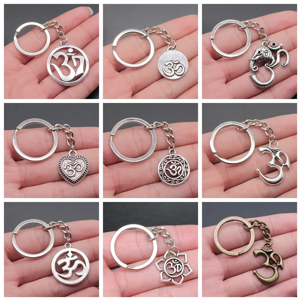 OM Buddha Buddhist Yoga Keychain KeyRing Yoga OM Pendant Keychain Women Bag Hangle Car Jewelry Accessories