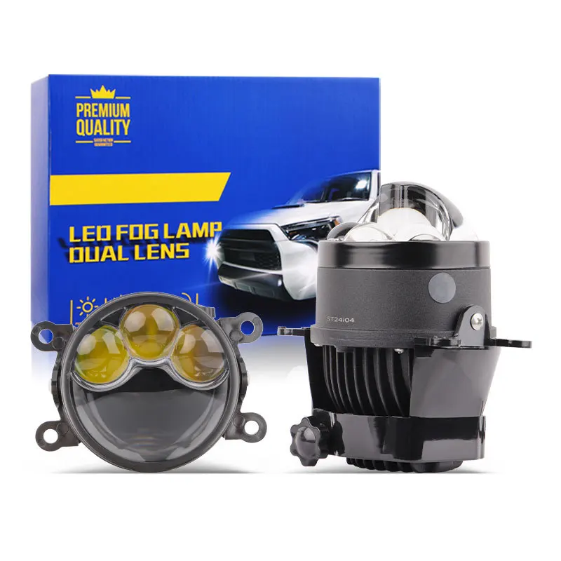 

115W 3 Inch Bi LED Projector Fog Light with Halo Ring, Triple Laser Direct Beam Dual Beam Car LED Fog Lamp Retrofit High Low