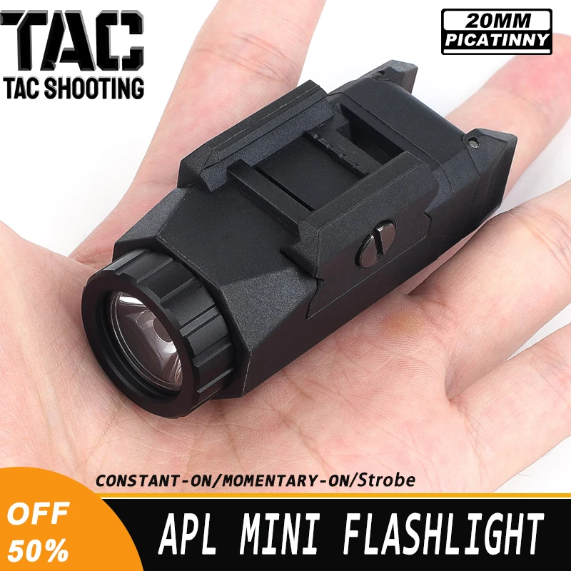 APL MINI Military Tactical Flashlight Gloc Pistol Airsoft Accessory Outdoor Hunting Scout Strobe Light 400 Lumens Fit 20mm Rail