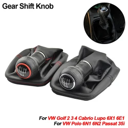 Perilla de palanca de cambios de 5 velocidades con Bota de cuero para VW Golf 2 3 4 Cabrio Polo 6N Passat 35i, estilo de coche, nuevo