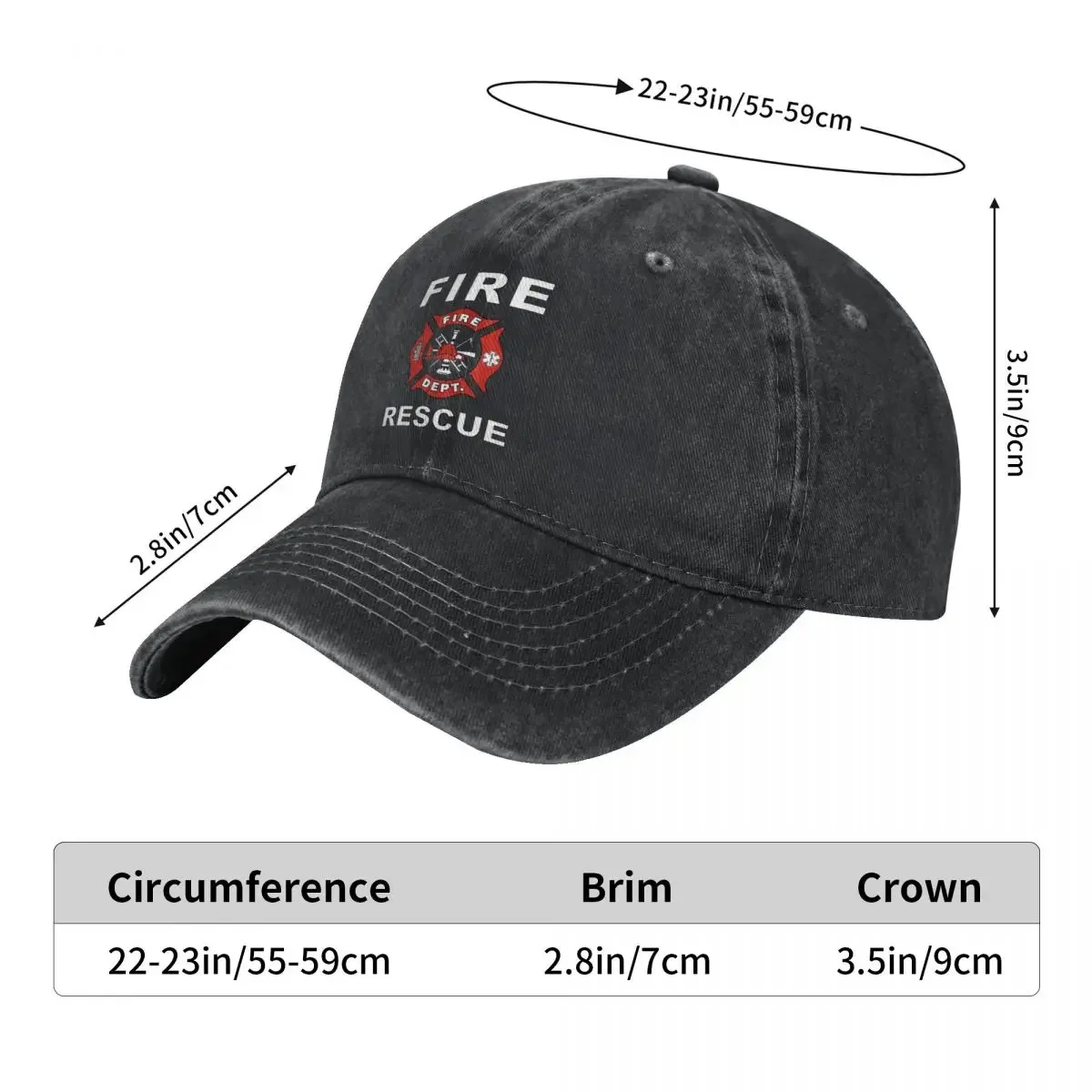 Rescue Firefighter Baseball Cap Streetwear Men Adult Dad Hats Sunscreen Hiking Fishing Baseball Caps Birthday Present