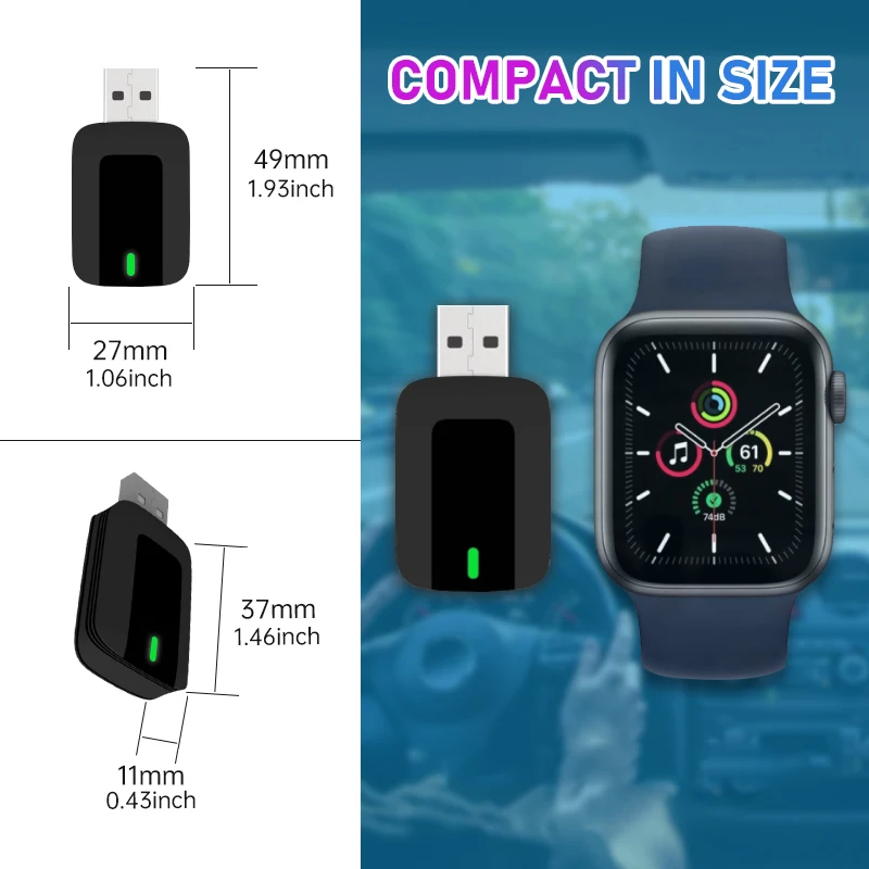 TrolinkTek Wireless CarPlay Dongle, Wired to Wireless USB Adapter Plug and Play, Auto Reconnect, Low Latency with 5GHz WiFi Bluetooth, Support Siri Steering Control for Cars with Factory Wired Apple CarPlay view 3