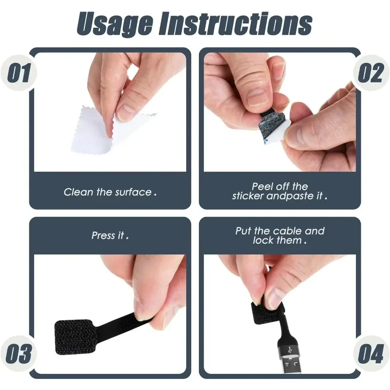 New Reusable Cable Ties  Self-Adhesive Power Cord Cable Holder Adjustable Cord Storage Desktop Organiser Manager