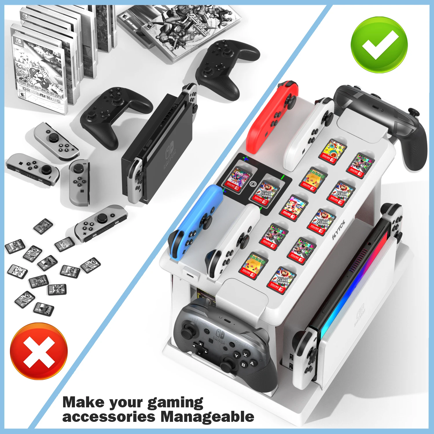 Oivo-Nintendo Switch用の収納タワー,Nintendo Switch用のコントローラー,Nintendo Switch用のコントローラー,充電ドック