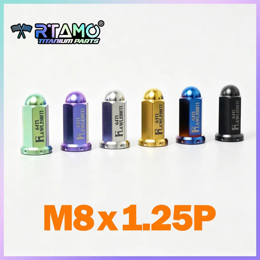 RTAMO Gr5 Titanium Nut M8X1.25P Closed-end Nut Exhaust Nut High Strength Fit for Yamaha Cyguns 1st-7th BWSR BWSX GTR125 AS125
