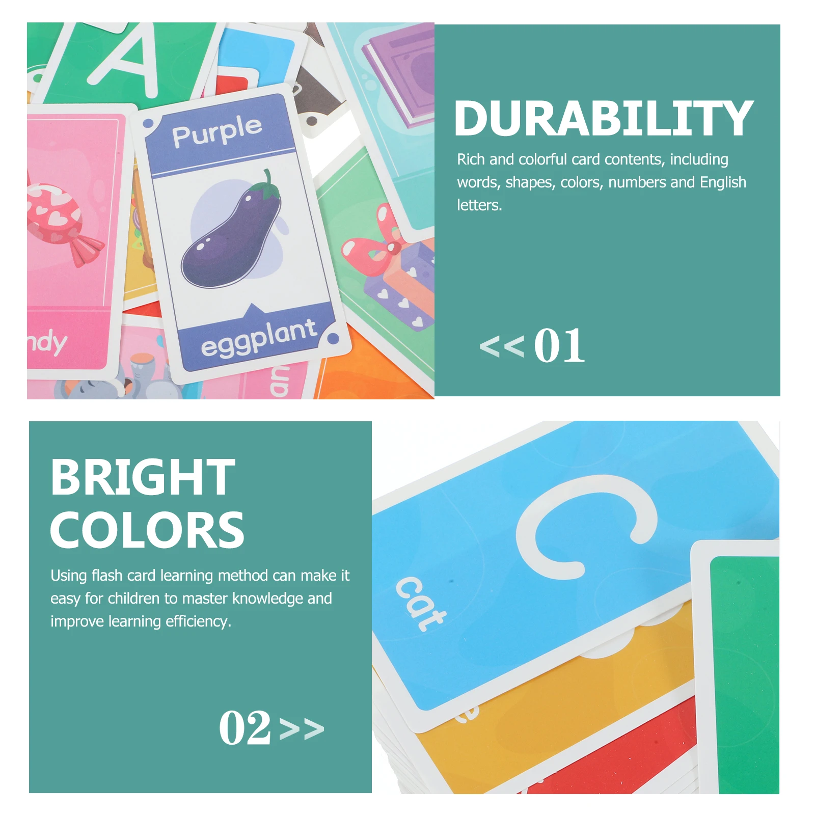 1 set Flashcard per l'educazione precoce Giocattolo per l'apprendimento dei bambini Carte educative Carta sicura Cognitiva per bambini Studio matematico Forma Colore della parola
