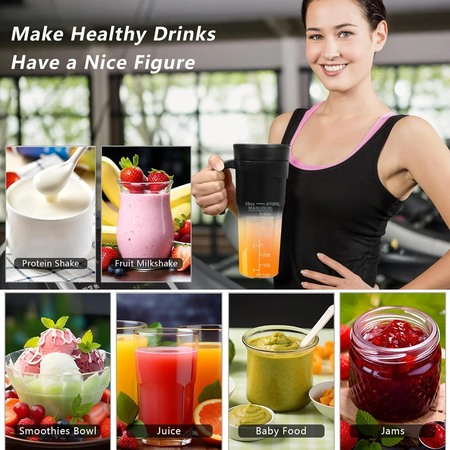 Мощный и компактный персональный блендер с USB-аккумулятором и 6 прочными лезвиями — идеальный мини-смузи-генератор для быстрого встряхивания и