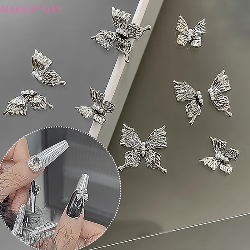 Breloques en alliage d'argent pour Nail Art, papillon, nœud, accessoires de manucure, porte, rétro, N64, décoration, fournitures de conception, poupée, 2 pièces