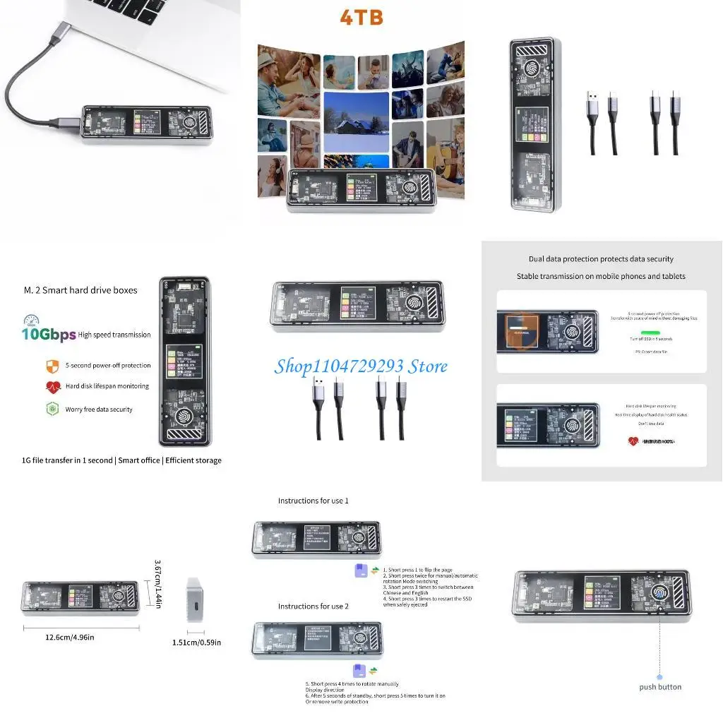 

Корпус жесткого диска Y2GD M.2 SSD со светодиодным экраном для 2280 2242 2230