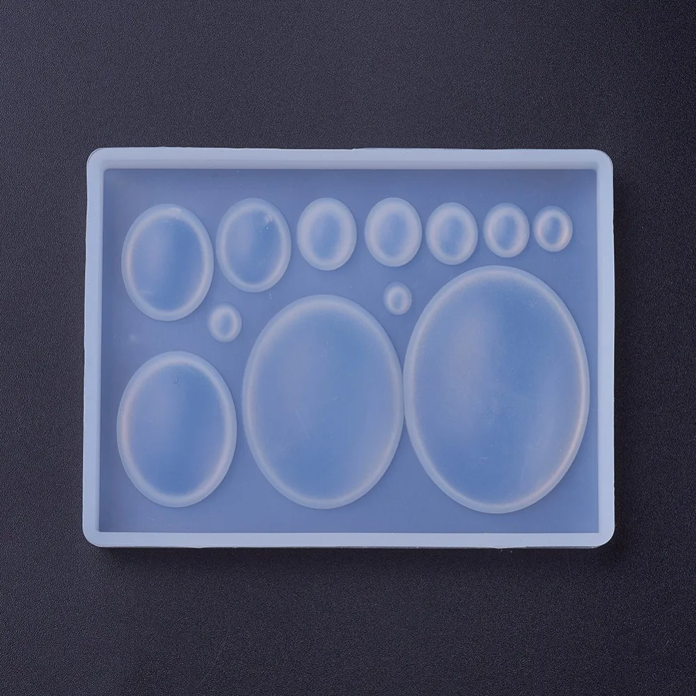 1 pc Silicone Cabochon Molds Epoxy Resin Casting Molds For UV Resin DIY Jewelry Craft Making Oval White 86x66x10mm