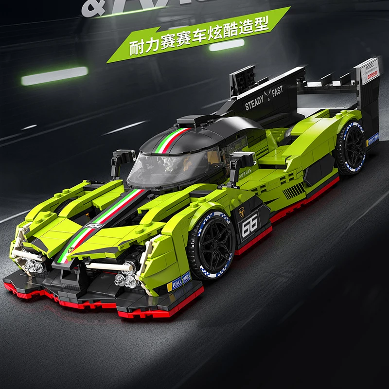 Em estoque moc técnico 9x8 blocos de construção de corrida sc63 mhybrid v8 tijolos de carro montagem modelo brinquedos para crianças presente conjunto