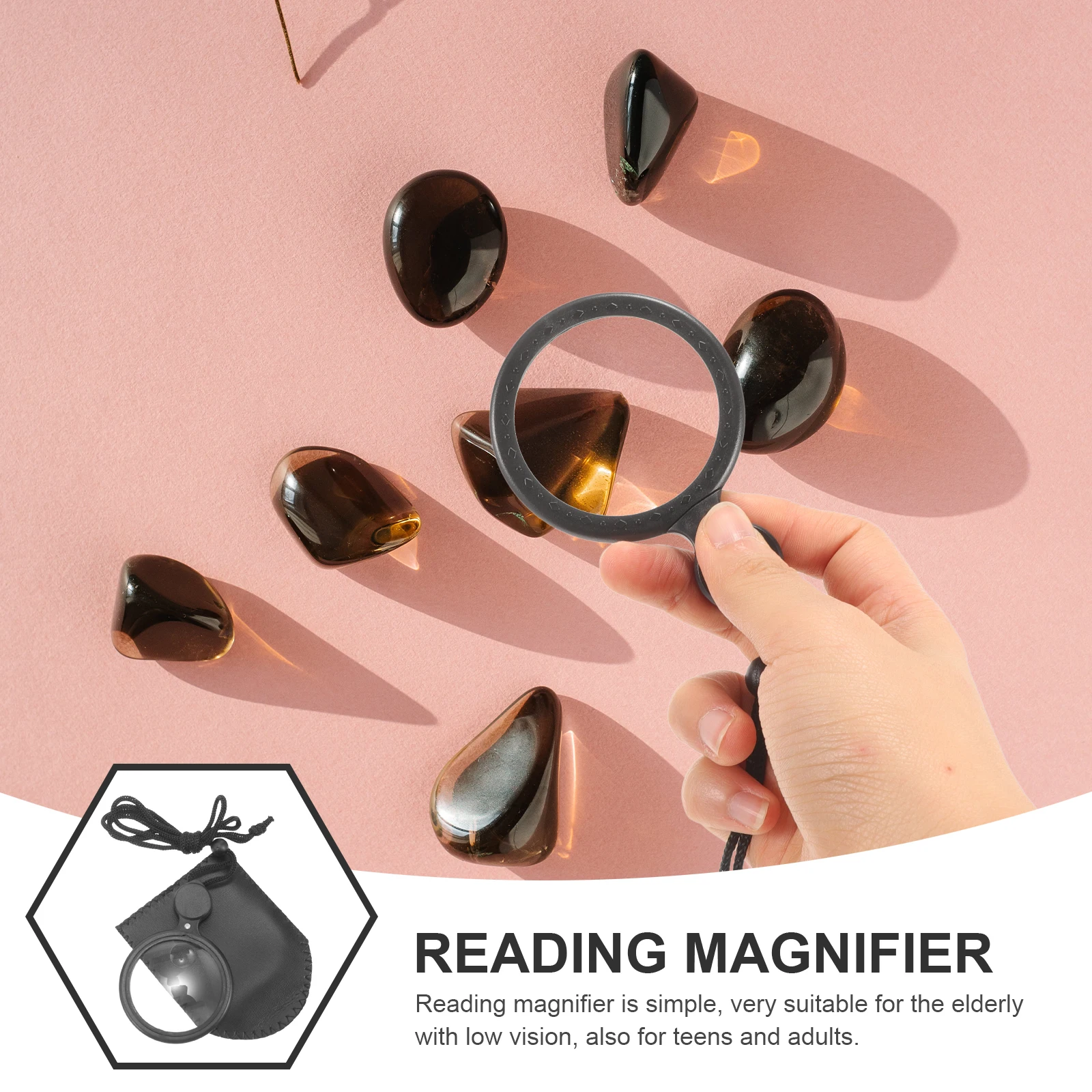 

1Set Handheld LED Magnifier Neck Hanging Portable Reading Tool for Seniors Lightweight Magnifying Device Suitable Home Travel