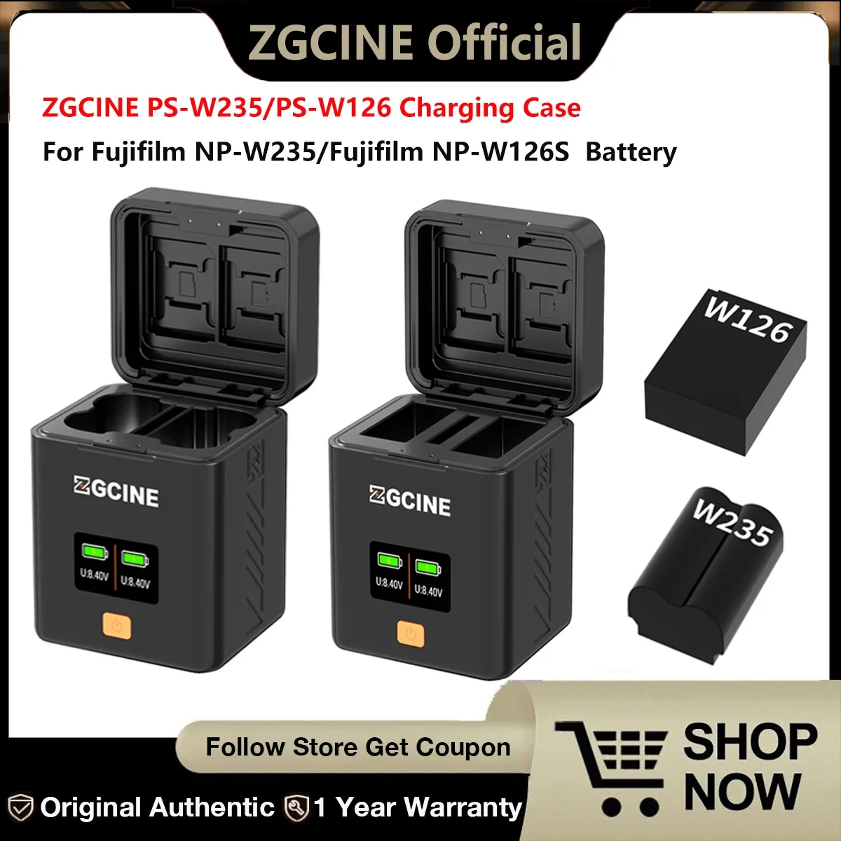 

ZGCINE PS-W235 Charging Case for Fujifilm NP-W235 Battery,ZGCINE PS-W126 Charging Case for Fujifilm NP-W126S Battery.for fuji