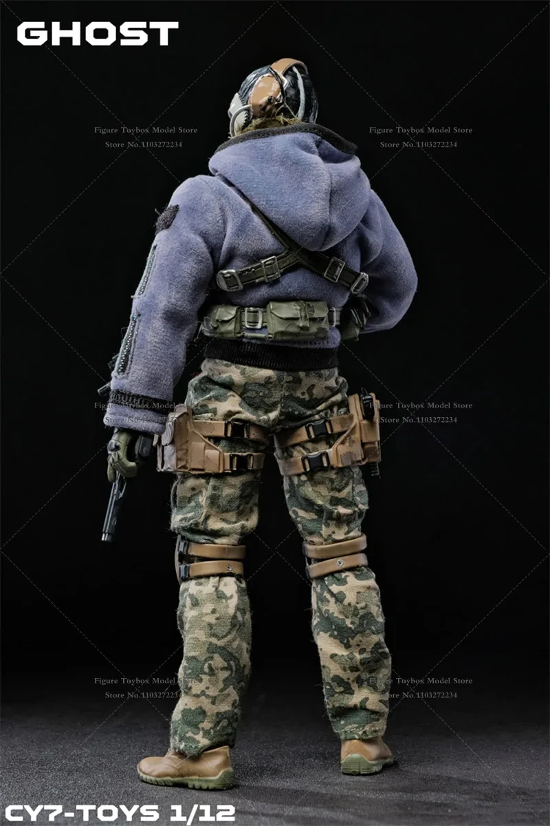 CY7-TOYS 1/12 Da Collezione Fantasma Panno Militare Action Figure Statico Pistola Fucile Ornamento 6 "Set Completo Uomo Soldato Modello Regalo