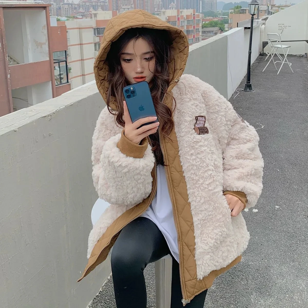 Imitation Lamb Wool Zipper Coat Woman Hoodies Clothes Sweatshirt Streetwear Korean Fashion Autumn Winter Jacket New Loose Coat