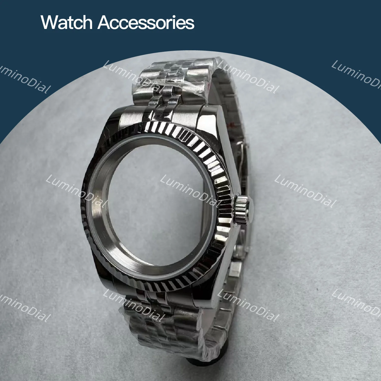

Men Watch Accessories 36/39mm Dog Tooth Ring Case Silver Sapphire Glass Watch Accessories for NH34/35/36 movements