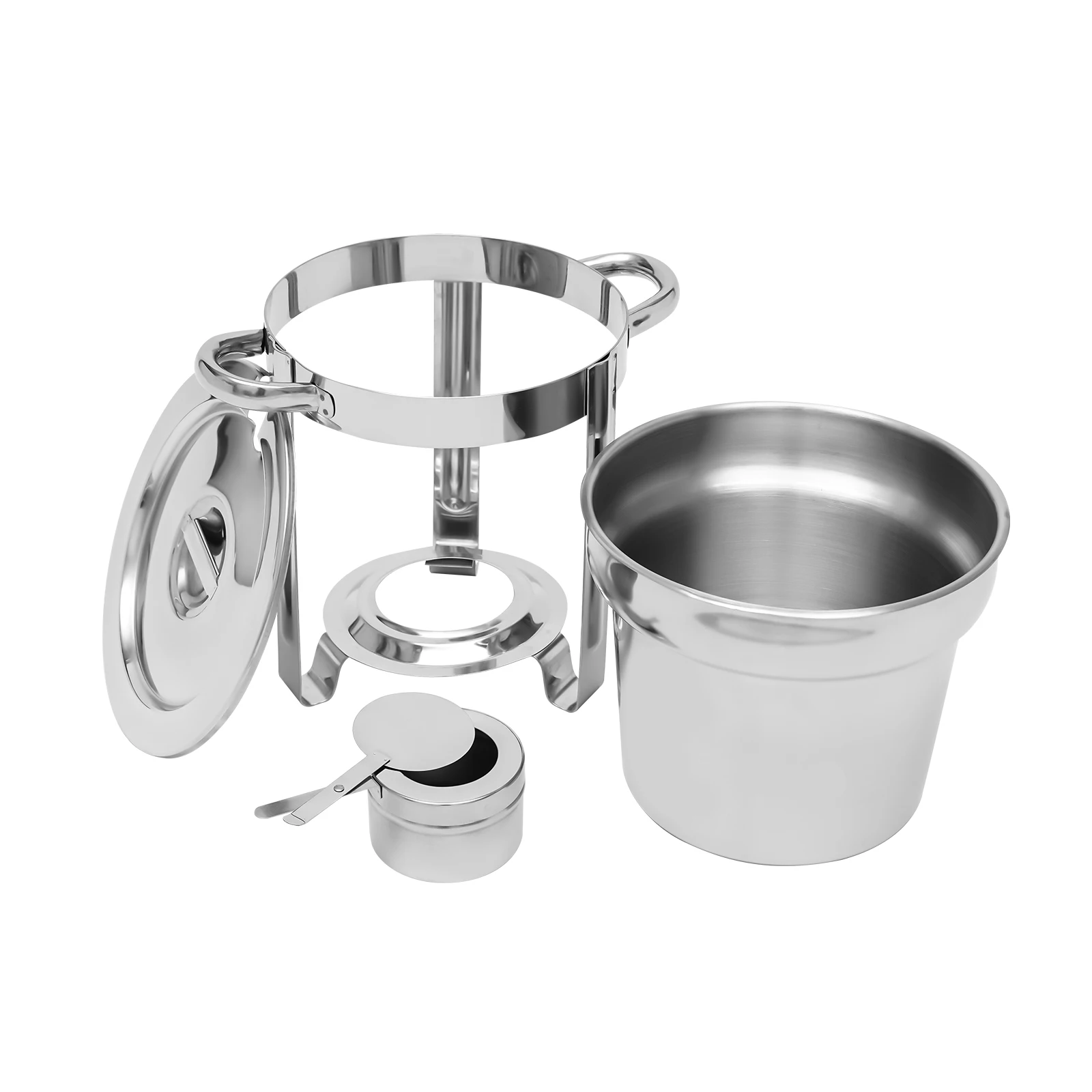 Pentola per zuppa in acciaio inossidabile da 7 litri, bollitore per zuppa rotondo, set scaldavivande, per servire salse, stufati, zuppe e coppette