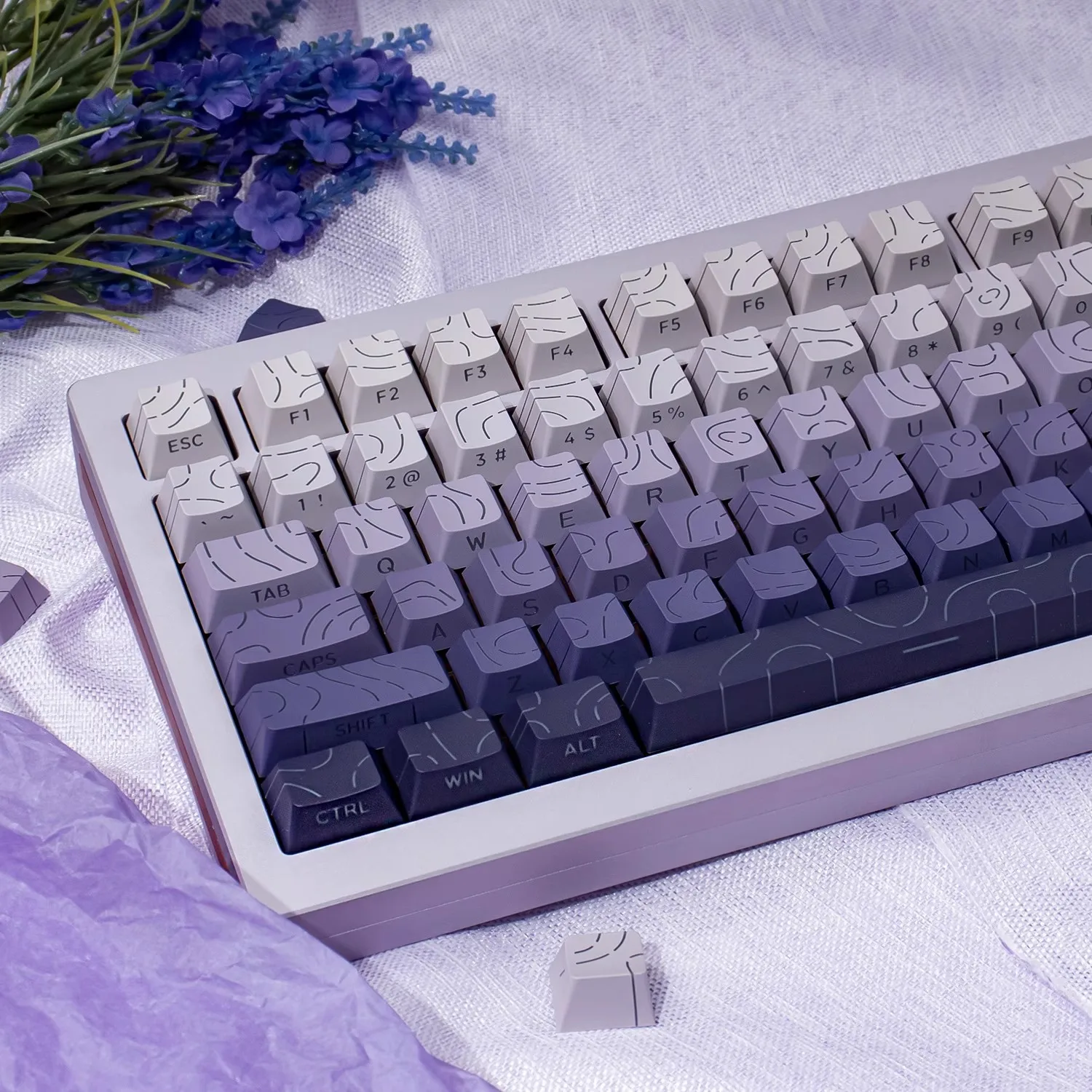 2025 New Original Daylight Cherry Keycaps PBT Translucent Gradient Color Side Engraving Personalized for MX Mechanical Keyboards