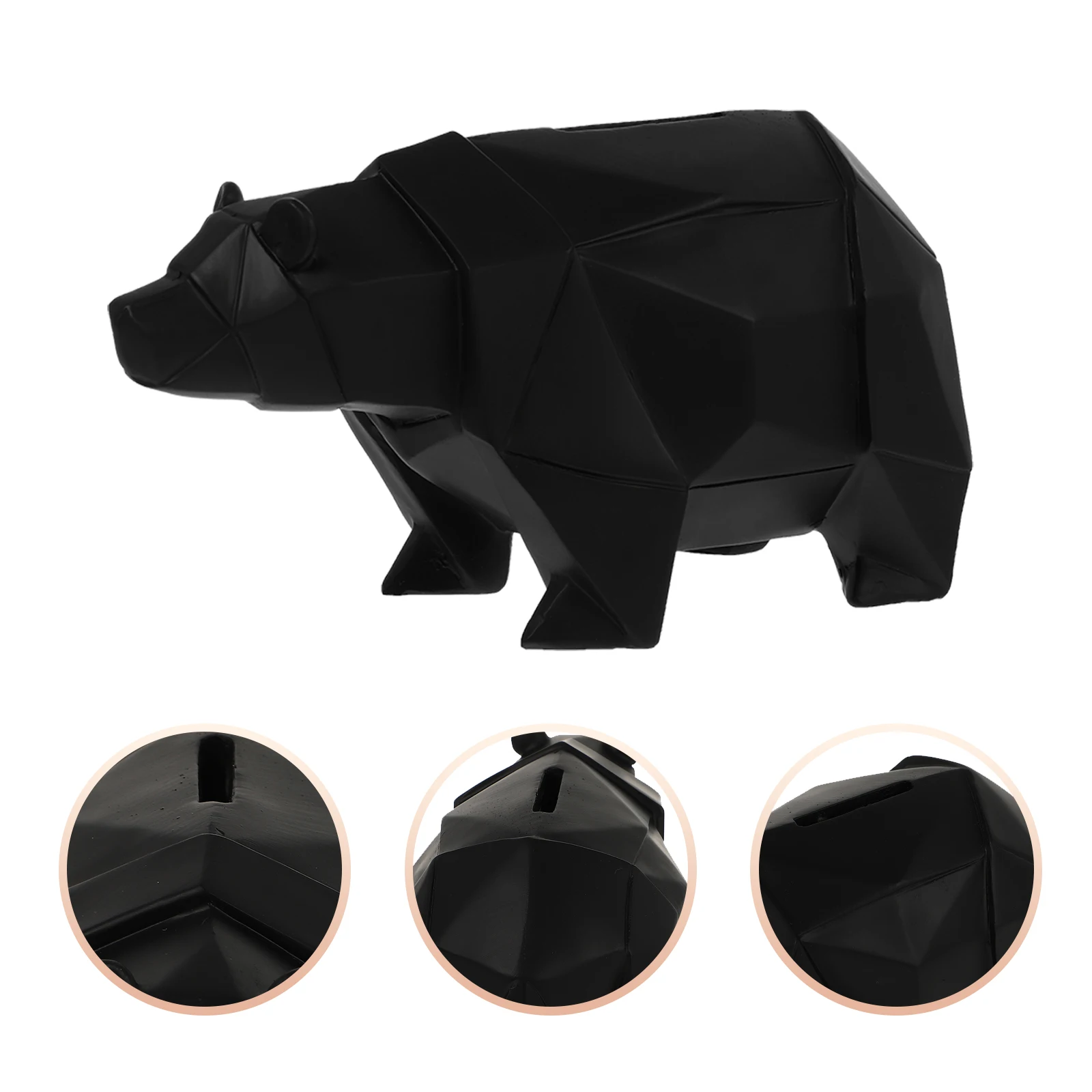 

Polar Bear Shaped Saving Pot Resin Craft Decorative Money Box for Desktop Home Decoration Black Coin Bank