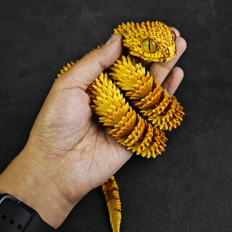 Action Figure 3D Printed Snake Articulated Bush Viper Toy Dragon Snake Integrated Joint Mobility Statue Ornament Home Decor Gift