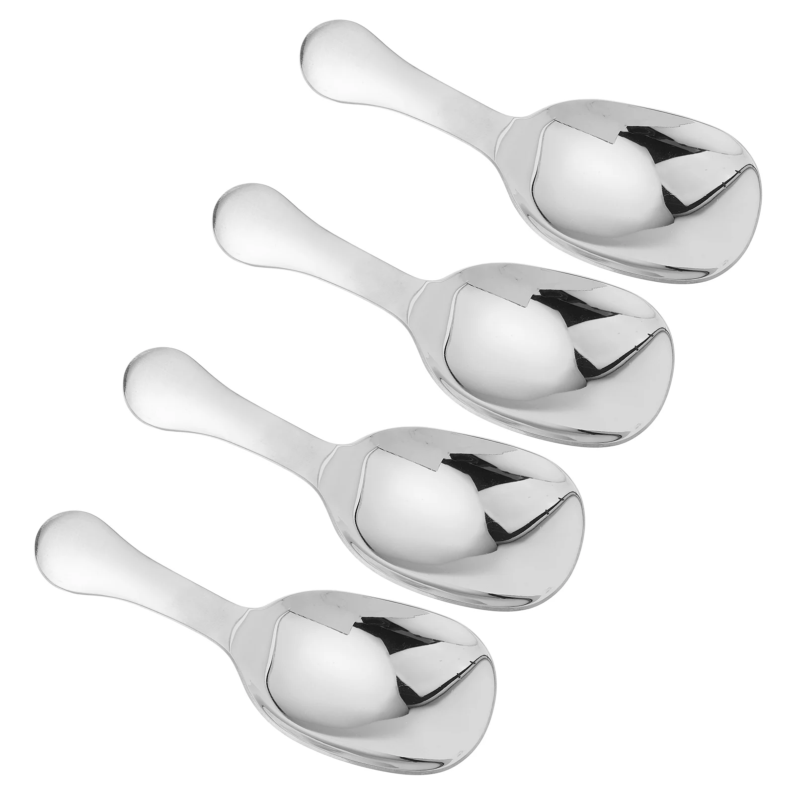 4pcs Stainless Steel Short Handle Tea Set Thickened Metal Scoop For Coffee Beans Salt Baking Powder Kitchen Use Golden Cookie