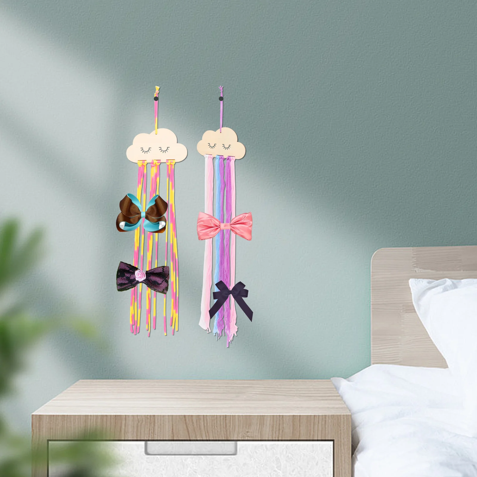 

2 Pcs Hairpin Storage Pendant Accessories Organizer Wall Clip Bow Hanging Clips Decoration Box for