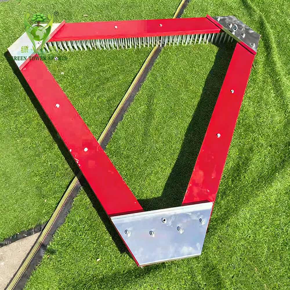 

Football Field Lawn Artificial Turf Brush Machine Steel Triangle Nylon Brush Artificial Grass Cleaning Brush