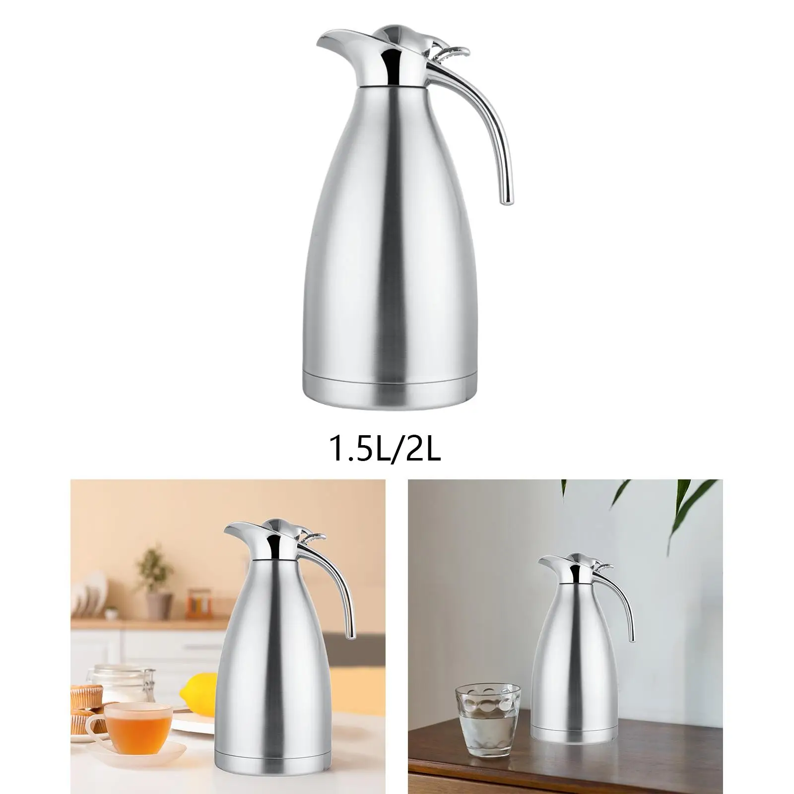 Stainless Steel Thermal Coffee Carafe Reusable and Handle Vacuum Insulated Pitcher for Tea Coffee Lemonade Hot Liquids Holiday