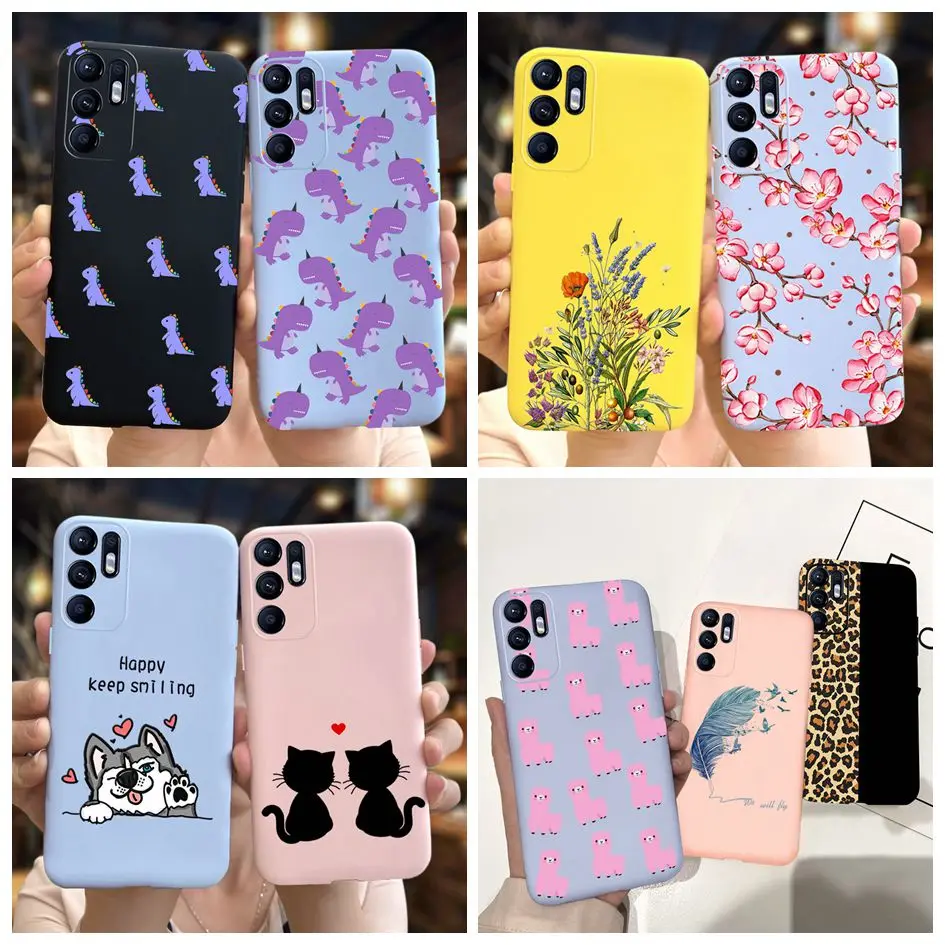 For OPPO Reno 6 Case Cover For OPPO Reno 6 5G Fundas Cute Dinosaur Cartoon Phone Cases For OPPO Reno6 4G 5G CPH2235 Soft Housing