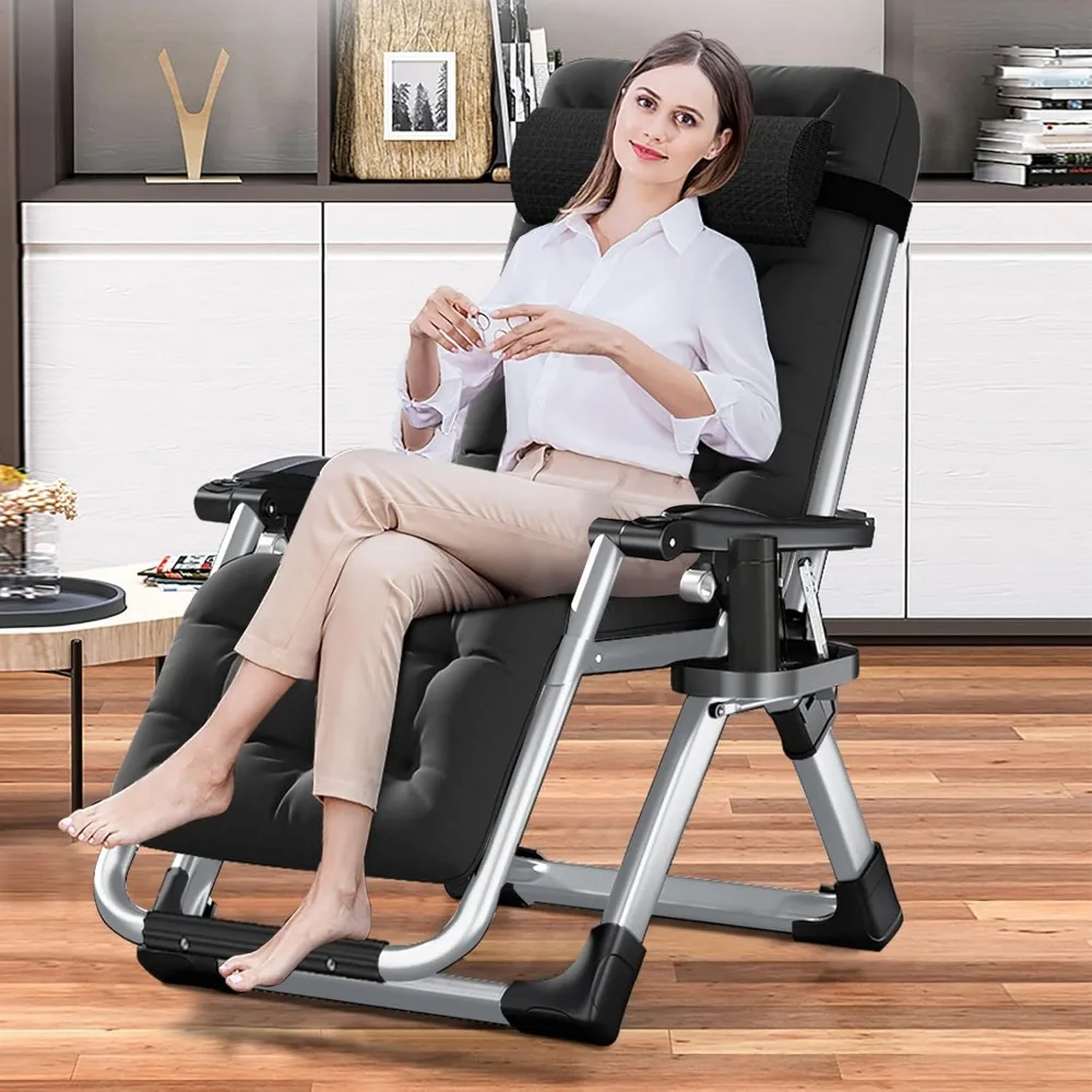 

Comfy Folding Chair, Folding Lounge Chair for Bedroom and Living Room, Folding Reclining Patio Chairs with Removable Cushion fo