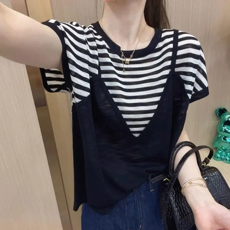 Women's O-Neck Short Sleeve T-Shirt, Loose Tops, Elegant Clothes, All-match, Casual, Simplicity, New Style, Fashion, Summer
