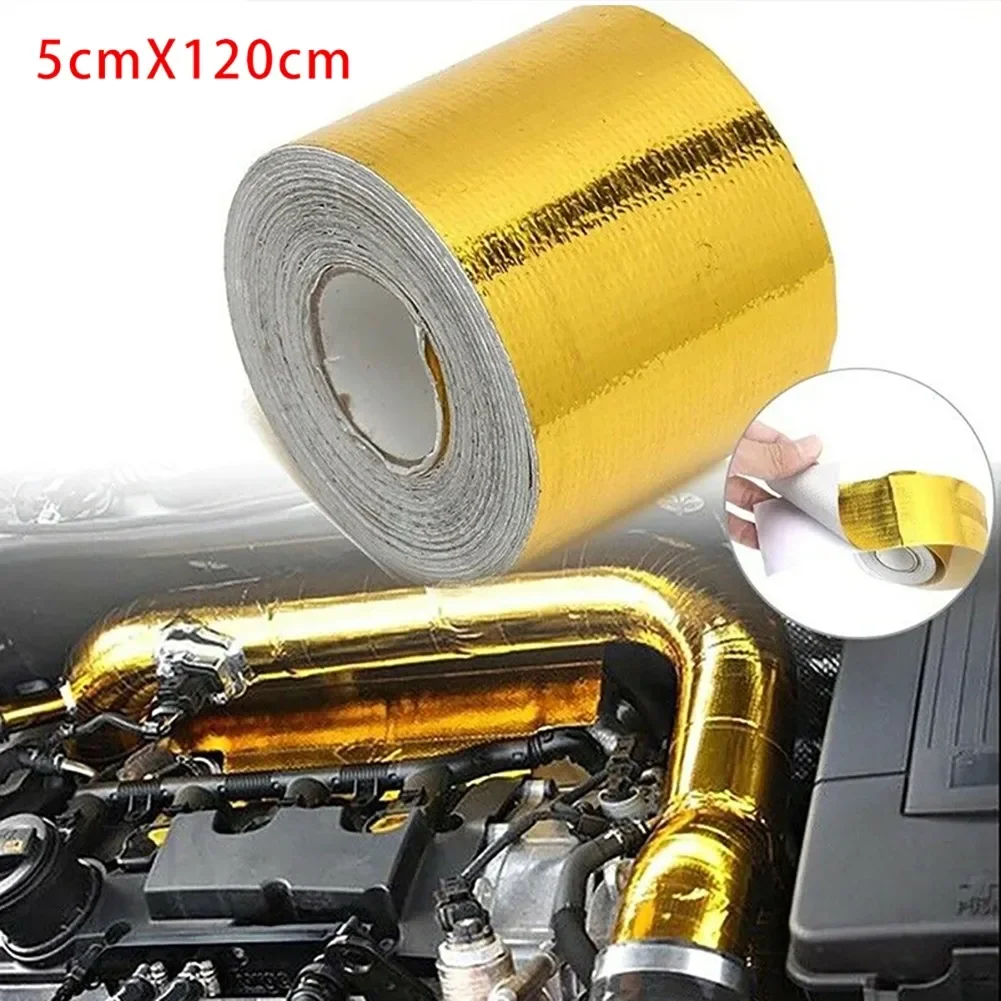 Gold Thermal Exhaust Tapes Air Intake Heat Insulation Shield Wraps Reflective Foil Tape For Car Exhaust 120*5cm Car Accessories