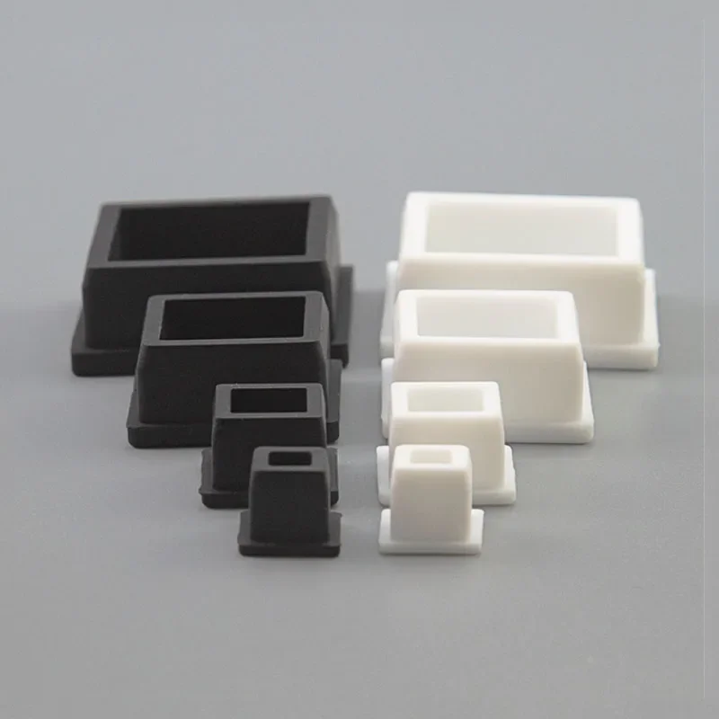 Square Silicone Rubber Plugs 9.6mm~50.6mm Black/White Hole Caps Blanking End Stopper Furniture Feet Pad